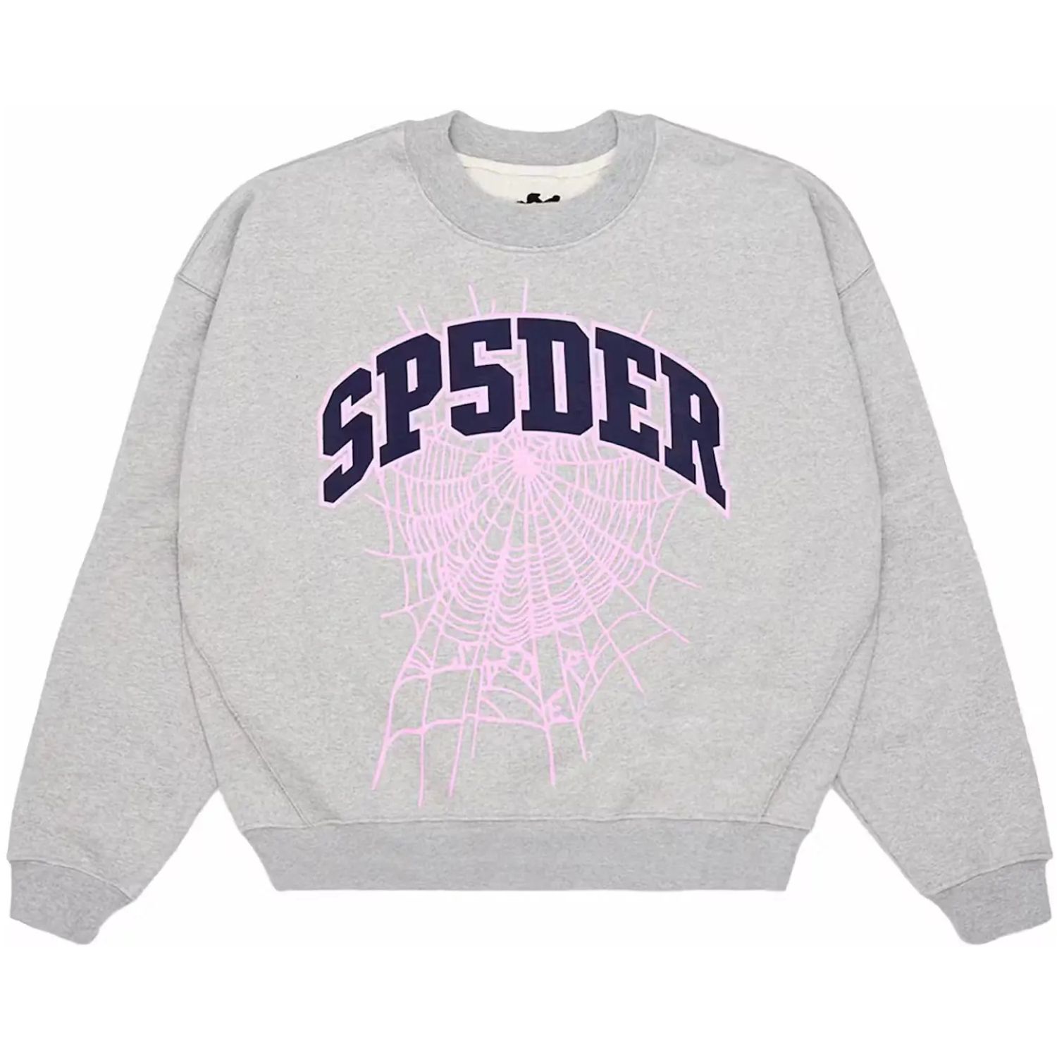 1.jpg Sp5der Varsity Web Crewneck Heather Grey - Image 1