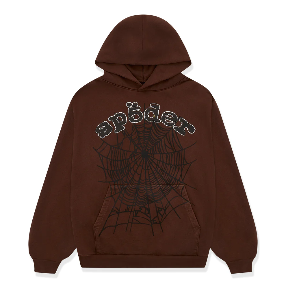 SP5DER-OG-WEB-HOODIE-BROWN-1.webp SP5DER OG WEB HOODIE BROWN - Image 1