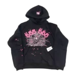 Sp5der Angel Number 666 Hoodie Black/Pink