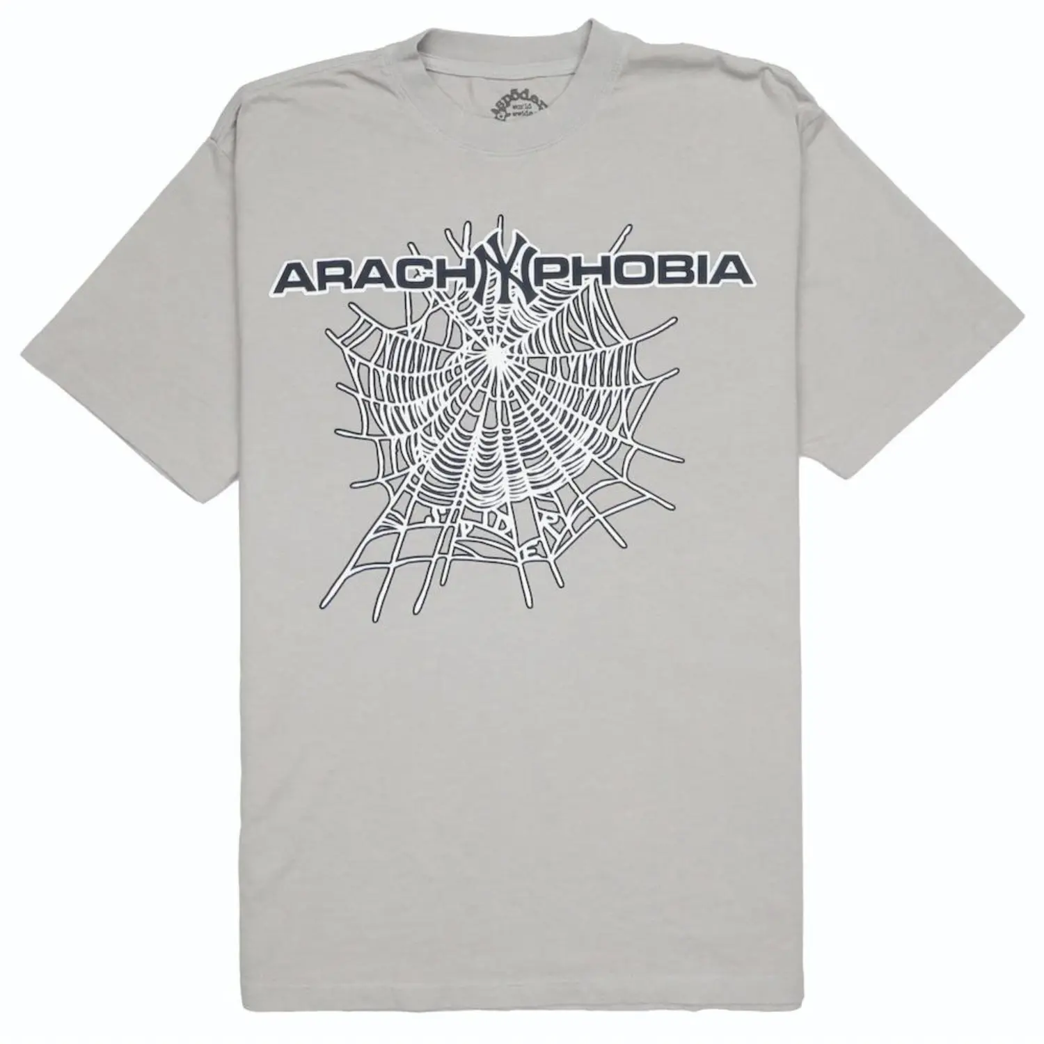 Sp5der-Arach-NY-Phobia-Tee-Grey-.webp Sp5der Arach NY Phobia Tee Grey - Image 1