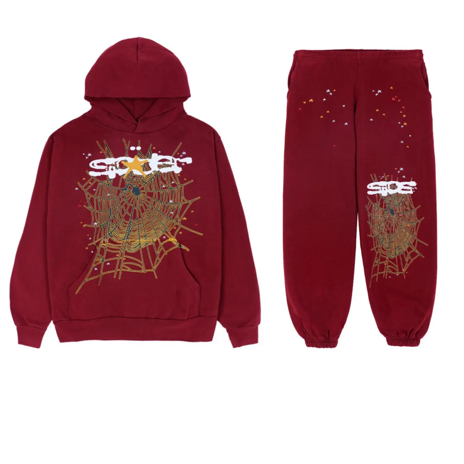 Sp5der-Logo-Tracksuit-Maroon-1.webp Sp5der Logo Tracksuit Maroon - Image 1