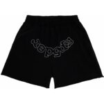 Sp5der OG Logo Embroidered Sweatshort in Black