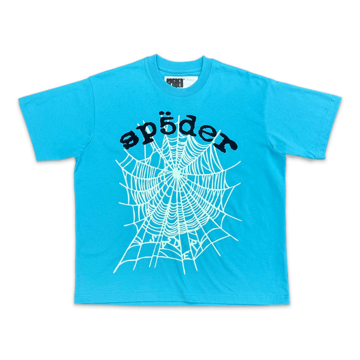 Sp5der-OG-Web-V2-Tee-Cyan.webp Sp5der OG Web V2 Tee Cyan - Image 1