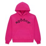 Sp5der Rhinestone Logo Hoodie Pink