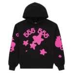 Sp5der Star Graphic Hoodie Black Pink