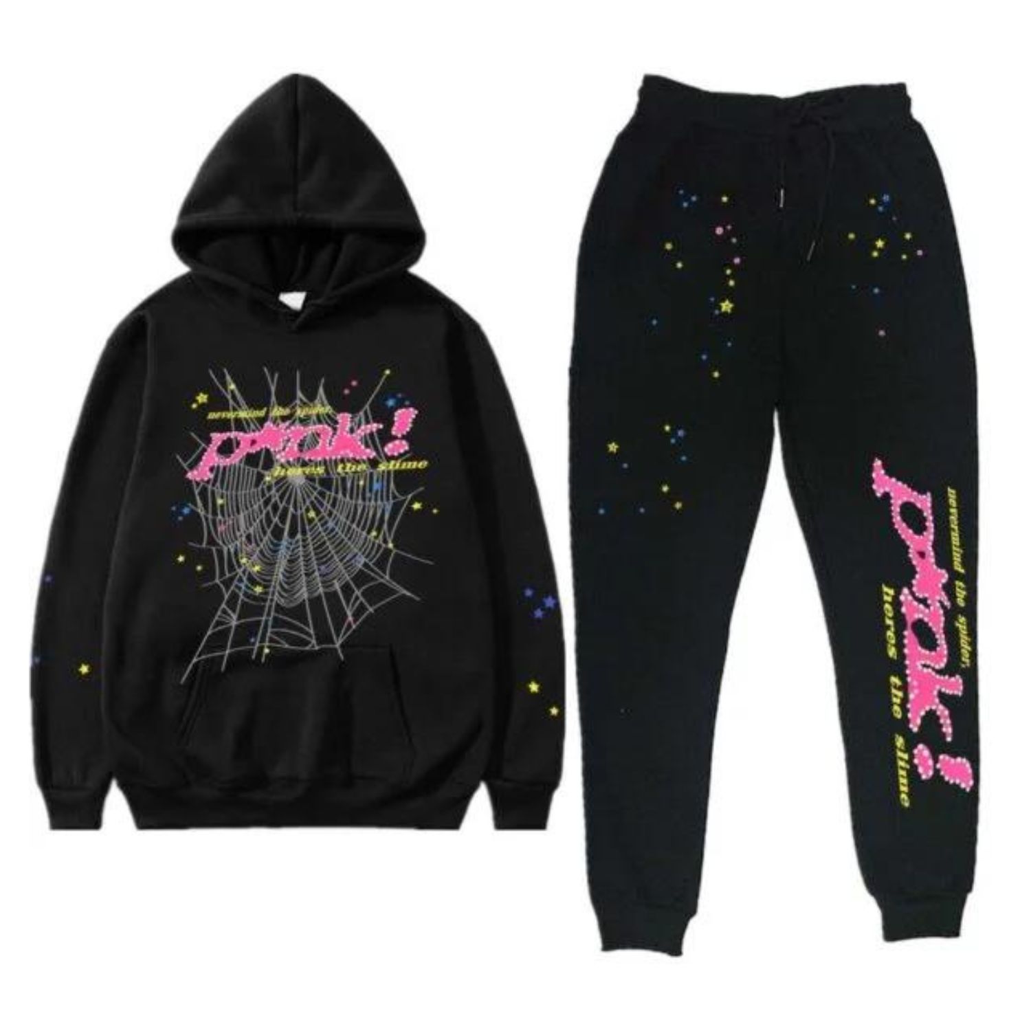 xr:d:DAFpwIp29vg:65,j:9010974818840495584,t:23072719 Sp5der P*NK Tracksuit Black - Image 1